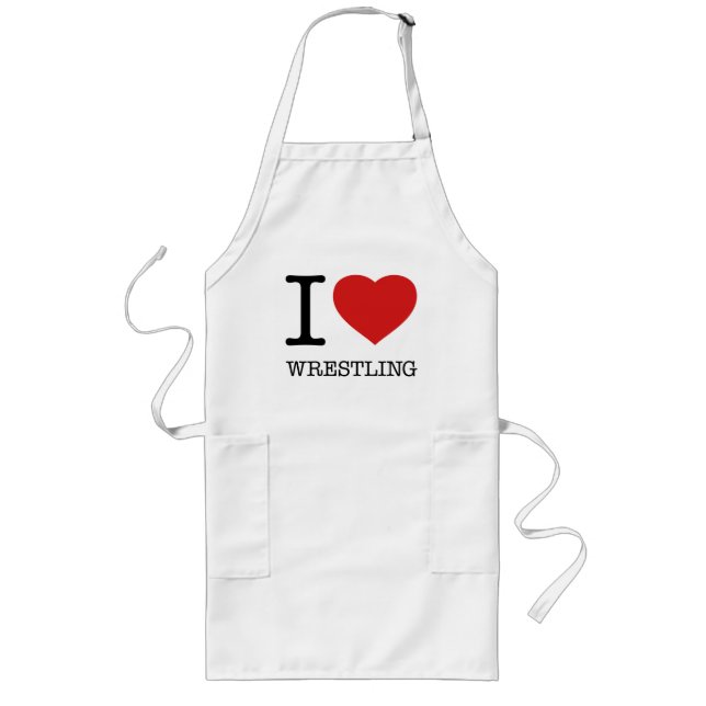 I LOVE WRESTLING LONG APRON (Front)