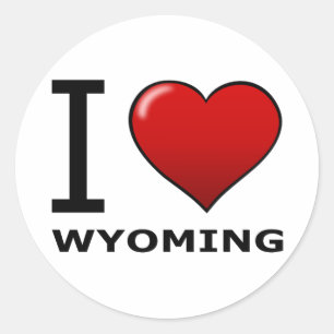 I LOVE WYOMING CLASSIC ROUND STICKER