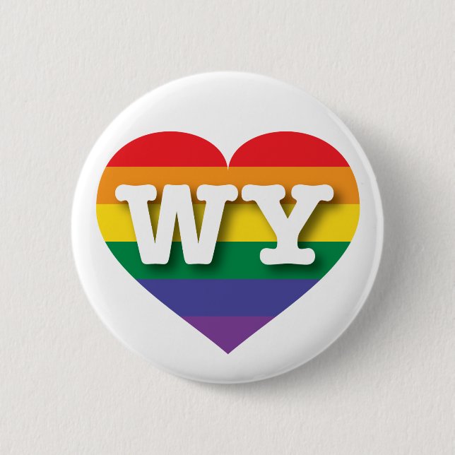 I Love Wyoming Rainbow Heart 6 Cm Round Badge (Front)