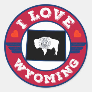I Love Wyoming State Flag and Map Classic Round Sticker