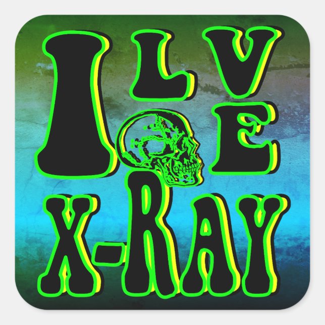 I Love X-ray Square Sticker (Front)