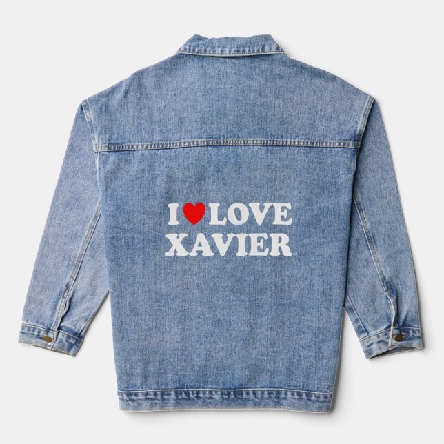 I Love Xavier I Heart Xavier    Denim Jacket (Back)