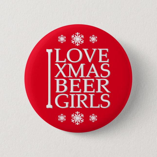 I love xmas 6 cm round badge (Front)