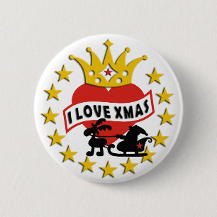 I LOVE Xmas 6 Cm Round Badge