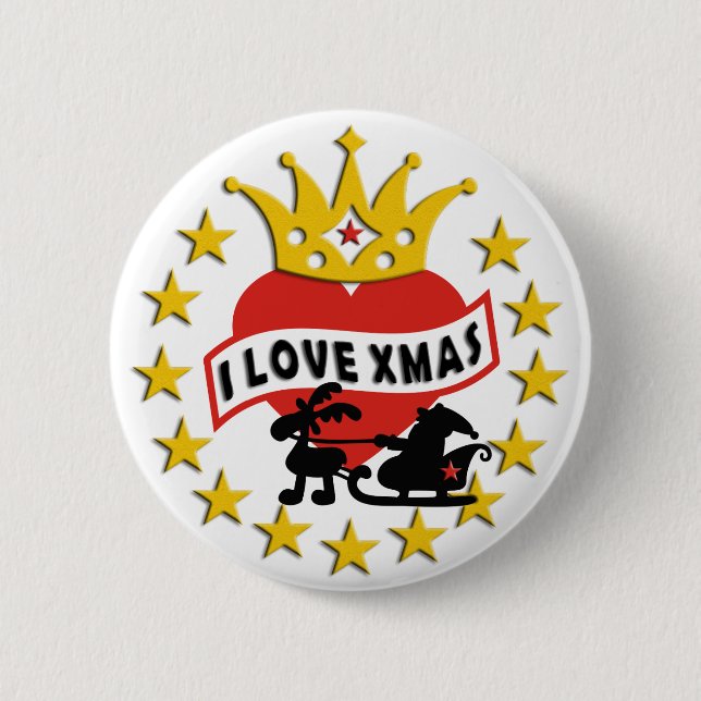 I LOVE Xmas 6 Cm Round Badge (Front)