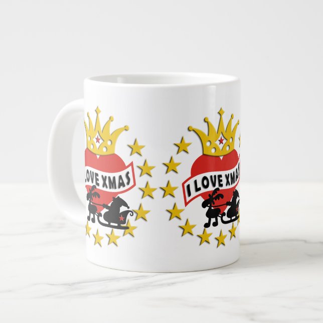 I LOVE Xmas + your background Large Coffee Mug (Front Left)