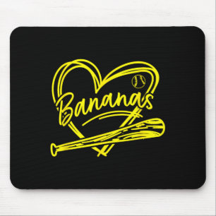 I Love Yellow Banana Baseball for Summer Mouse Pad