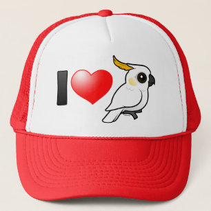 I Love Yellow-crested Cockatoos (down) Trucker Hat
