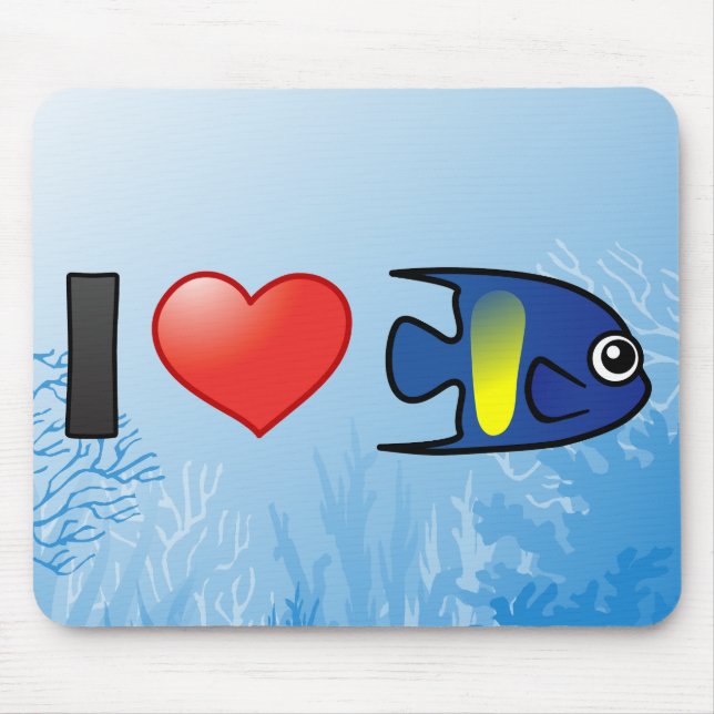 I Love Yellowbar Angelfish Mouse Pad (Front)