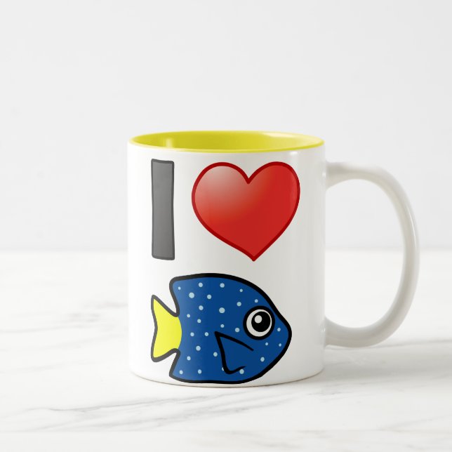 I Love Yellowtail Damselfish Two-Tone Coffee Mug (Right)