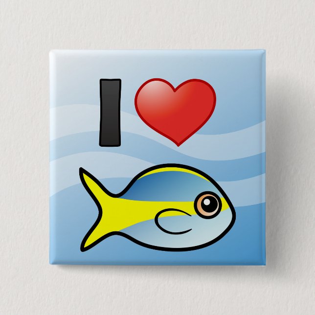 I Love Yellowtail Snapper 15 Cm Square Badge (Front)