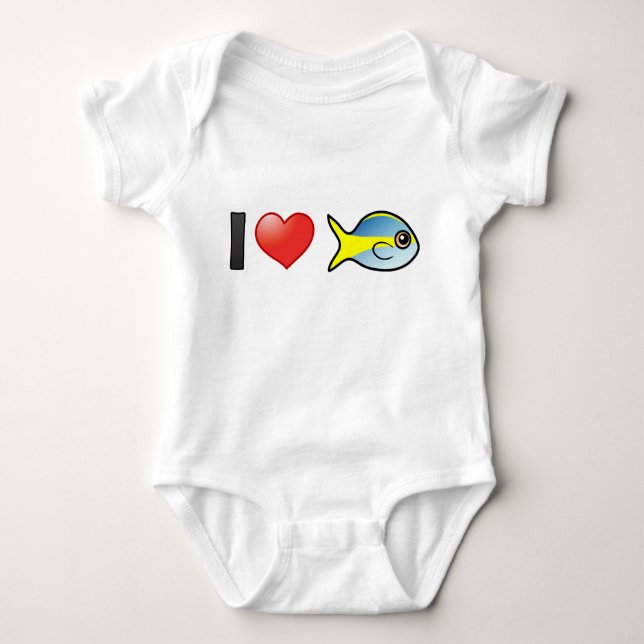 I Love Yellowtail Snapper Baby Bodysuit (Front)