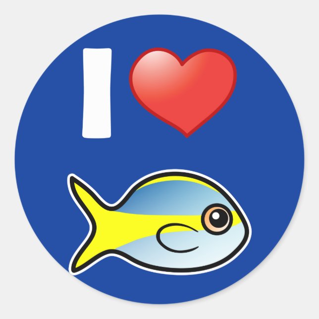 I Love Yellowtail Snapper Classic Round Sticker (Front)