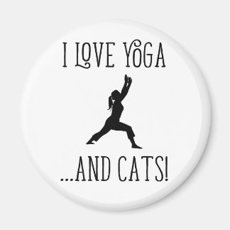 I love Yoga and Cats Black Letters Magnet
