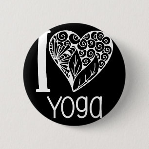 I Love Yoga Heart For Women Who Love Yoga 6 Cm Round Badge
