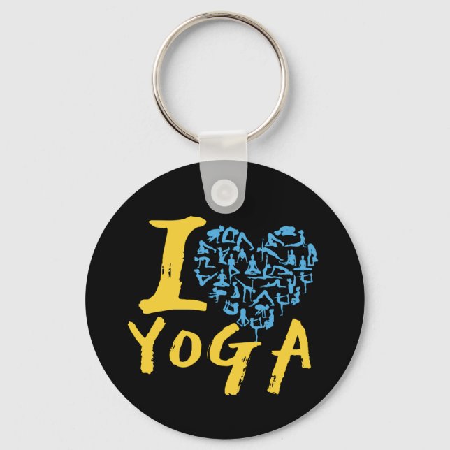 I Love Yoga  Key Ring (Front)