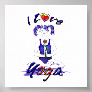 I Love Yoga-Lotus Pose Poster