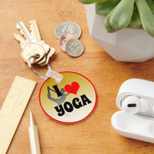 I love Yoga & Red Heart, Yogini fashion Key Ring