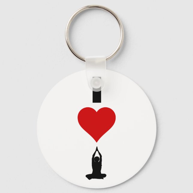 I Love Yoga (Vertical) Key Ring (Front)