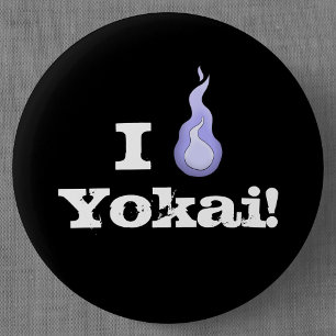 I Love Yokai! Hitodama Fireball 6 Cm Round Badge