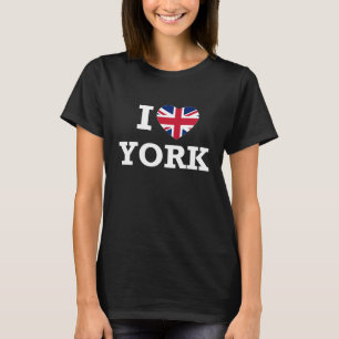 I Love York England Union Jack Flag Heart English T-Shirt