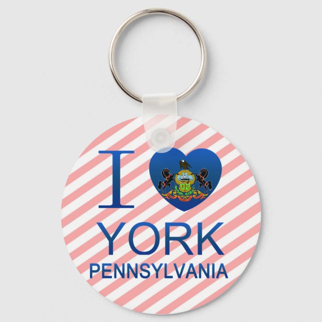 I Love York, PA Key Ring (Front)