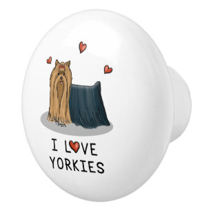 I Love Yorkies (I Love Yorkshire Terriers) hearts Ceramic Knob
