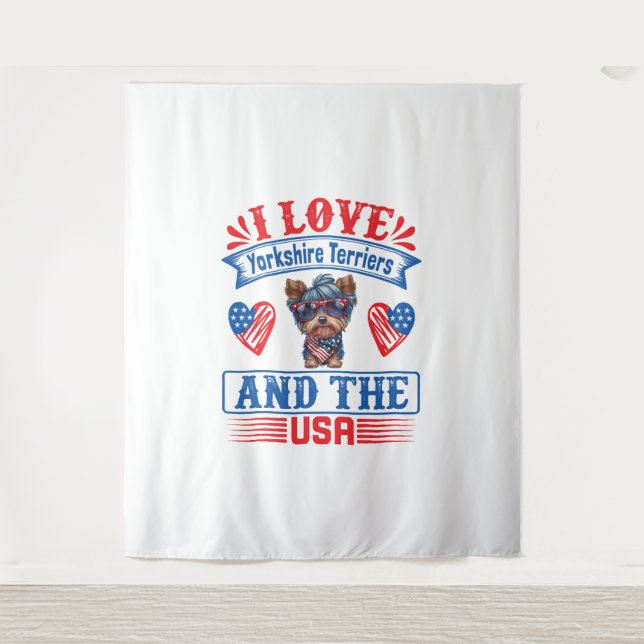 I love Yorkshire Terriers and the USA 01 Tapestry (Front)