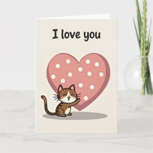 I Love You 3D Cat Polka Dot Card