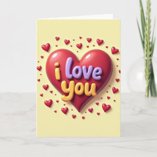 I Love You 3D Glossy Hearts Card