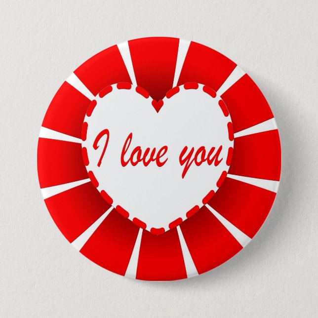 I love you 7.5 cm round badge (Front)