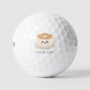 'I Love You A Latte' Adorable Latte Cup Sweet Fun Golf Balls
