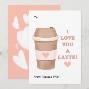 I Love you a Latte Classroom Pink Valentines Day  Holiday Card