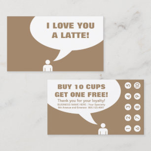 i love you a latte coffee punch card