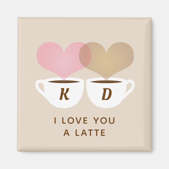 I Love You A Latte Custom Monogram Initials Coffee Magnet (Front)