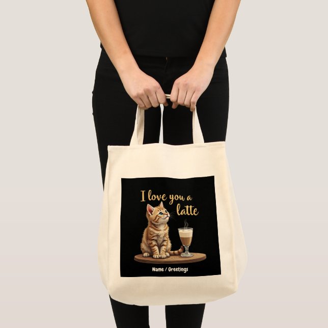 I Love You a Latte: Cute Valentine Coffee Pun  Tote Bag (Front (Product))