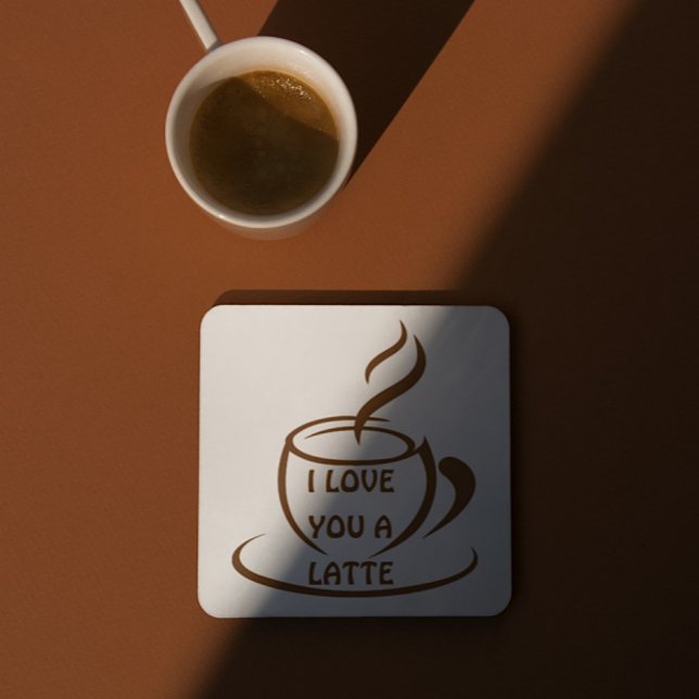 I Love you a latte romantic funny design Square Paper Coaster (Creator Uploaded)