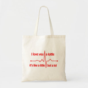 I love you a lottle, heartbeat cute romantic meme tote bag