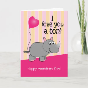 I Love You A Tonne! Rhino Valentine's Day Holiday Card