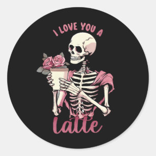 I love you a valentines day skeleton classic round sticker