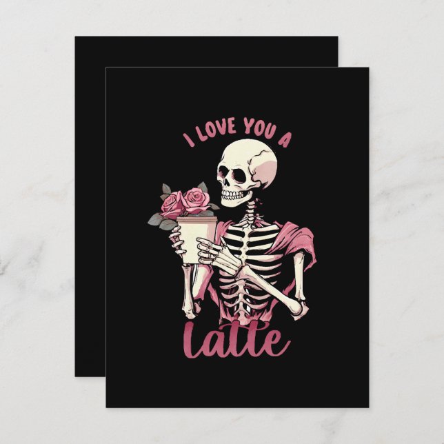 I love you a valentines day skeleton enclosure card (Front/Back)