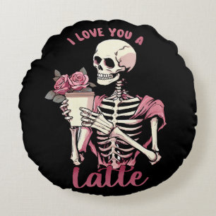 I love you a valentines day skeleton round cushion
