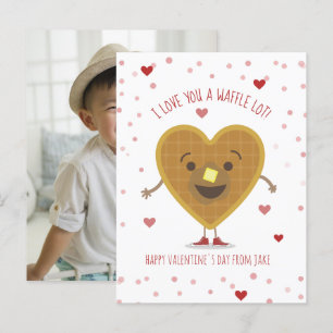 I Love You A Waffle Lot Heart Kids Valentine Photo Postcard