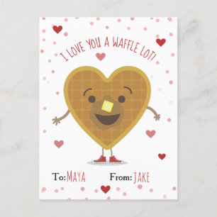 I Love You A Waffle Lot Heart Kids Valentine Postcard