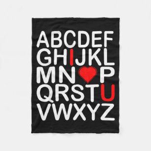 I Love You Alphabet Valentines Day Heart Fun Fleece Blanket
