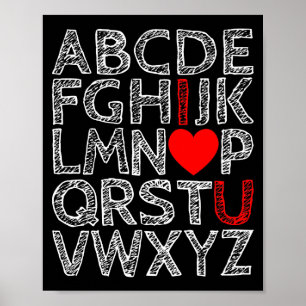 I Love You Alphabets Chalk Textured Poster