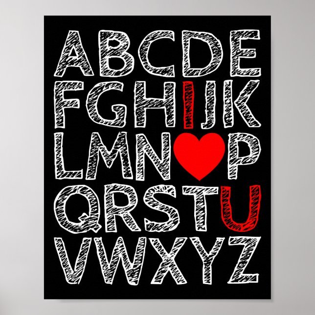 I Love You Alphabets Chalk Textured Poster (Front)