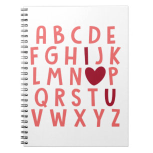I love you alphabets cute valentine love notebook