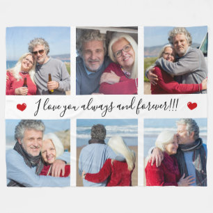 I Love You Always & Forever Modern 6 Photo Collage Fleece Blanket