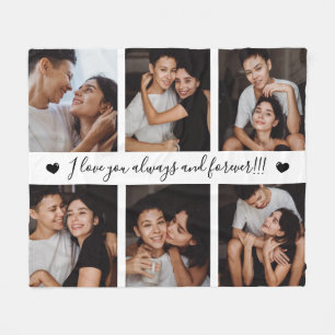 I Love You Always & Forever Modern 6 Photo Collage Fleece Blanket